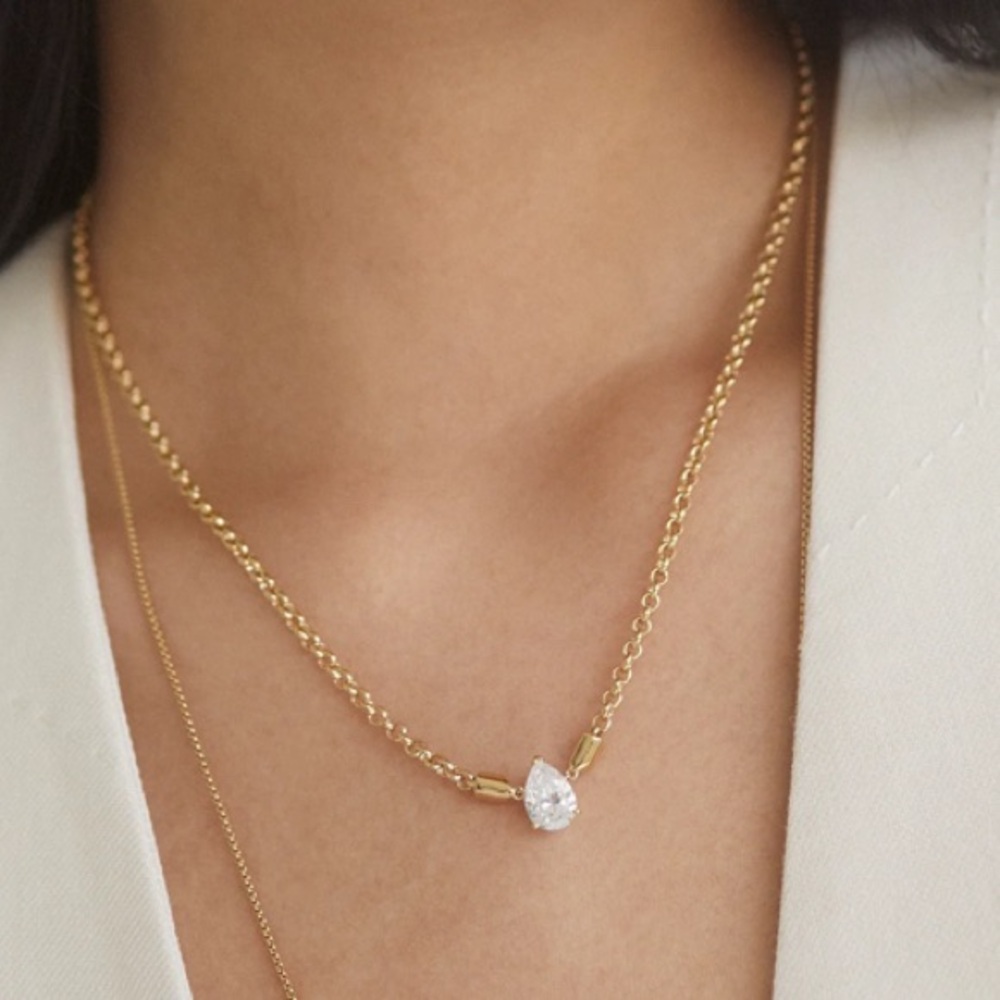 Nadri FARRAH PEAR CZ NECKLACE Elegant Gold Necklace